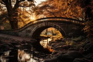 Harmony Sepia A vintage stone garden with minimalist arch bridge, celebrating si, generative IA