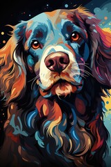 Wall Mural - Colorful Cocker Spaniel Dog isolated in art pop style. illustration., generative IA