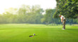 © Paitoon - Golfer putting golf ball to the hole on green golf.