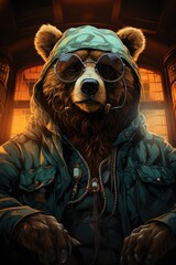 Wall Mural - Legal Bear Illustration Design, generative IA