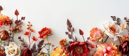 Poster - A decorative arrangement of artificial flowers with a blank area for additional image or text