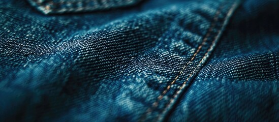 Wall Mural - Close up on a pair of jeans with a stitched pattern featuring copy space image