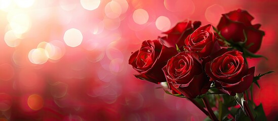 Poster - Stunning red rose bouquet with a radiant backdrop perfect for Valentine s Day and love themed concepts with copy space image