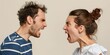 © SerPhoto - Face of an angry man and woman with open mouths expressing negative emotion