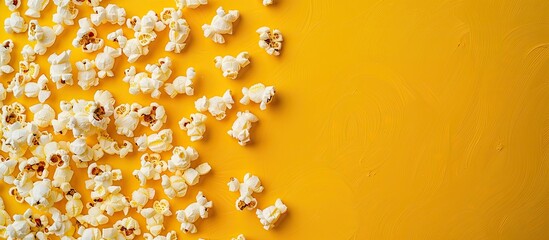 Aufkleber - Top view of popcorn mockup on yellow background with space for text or image insertion. with copy space image. Place for adding text or design