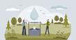© VectorMine - Clean drinking water as pure underground resource tiny person concept. Freshwater well for underground mineral water extraction vector illustration. Hydration with clear and purified ground source.