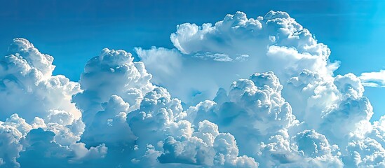 Wall Mural - A serene blue sky with fluffy white clouds creating a picturesque copy space image