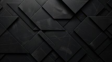 Leinwandbilder - A black background abstract image of a black and white pattern of geometrical forms with soft light and texture, black geometrical abstract background with light and texture