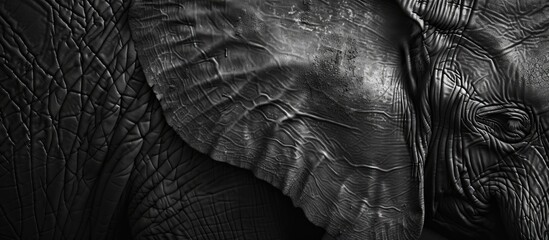 Wall Mural - Monochrome background highlights the textured elephant skin in a captivating manner leaving ample copy space image