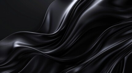 Wall Mural - Black Wave. A Luxurious Organic Black Wave Design with Elegant Lines