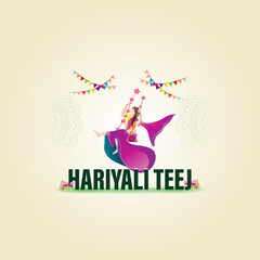 Sticker - Vector illustration of Happy Hariyali Teej social media feed template