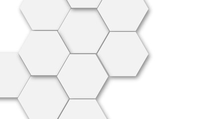 Luxury white and grey hexagonal abstract background with shadow. Geometric 3d texture illustration. Abstract hexagonal concept technology, banner and wallpaper background.