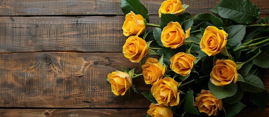 Fototapete - A vibrant bouquet of yellow roses with an inviting copy space image