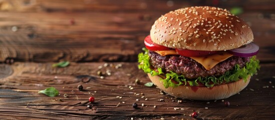 Aufkleber - Juicy hamburger with copy space image