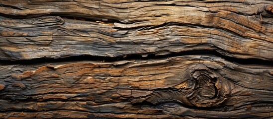 Fototapete - Nature colored old knotted wood surface for a rustic copy space image