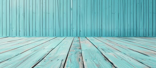 Poster - Soft pastel light blue wood wall copy space image