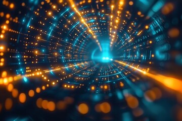 Wall Mural - Light Speed Universe: Futuristic Digital Art. the sensation of traveling at light speed, with streaks of red and blue lights 