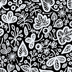 Wall Mural - black and white pattern seamless background fabric fashion print 