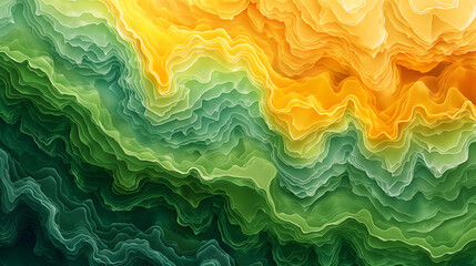 Sticker - Abstract Topographic Lines in Vivid Orange and Green Hues