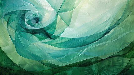 Wall Mural - Green shapes abstract background. Generative AI