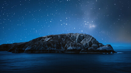 Wall Mural - A rocky island is lit up by the stars and the moon