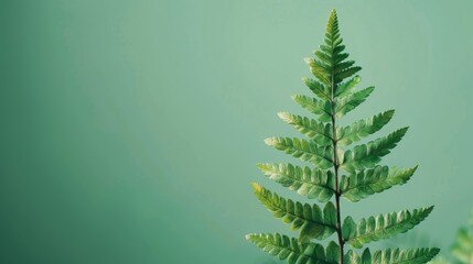 Poster - Soft focus of fern leaf on green background with copy space