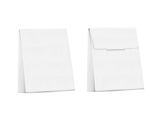 Wall Mural - white blank square paper pinch top box. front and back. realistic 3d vector mock-up. flat bottom sid