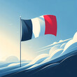 © Galeno - minimalist vector illustration french flag waving gently clear sky background