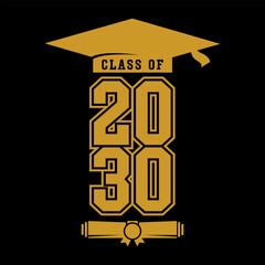 Wall Mural - Class of 2030 design, College t-shirt design printable text vector	