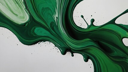 Poster - green paint abstract on plain white background for banner background copy space