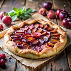 Wall Mural - homemade plum  galette