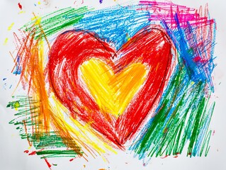 Wall Mural - A colorful heart drawn by a child.