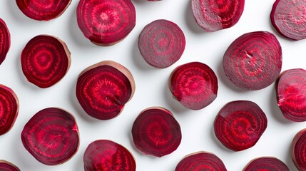 Wall Mural - Beetroot slices isolated on white background