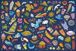 © balabolka - Vector doodle cartoon set of Summer beach theme objects and symbols