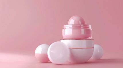 Poster - Conceptual rendering with 3D model of one eye cream ball split to reduce dark spots on skin face whitening beauty cosmetic.