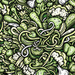 © balabolka - Vegetables cartoon vector doodle seamless pattern