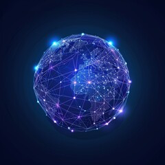 Wall Mural - an object made up of lines and points. network connection structure. 3d visualization.