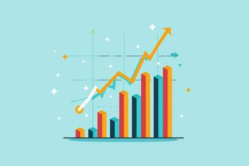 Poster - Illustrative representation of a growth chart with bar graphs and upward trend line, symbolizing business success and financial growth.