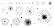 © Rashedul - Set of black and white fireworks or starbursts illustration, generative ai