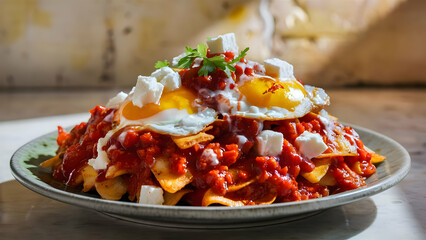 Wall Mural - Breakfast Chilaquiles A Sunny Side Up Sensation