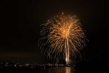 Bight colorful fireworks burst over Marina del Rey for LA County's Fourth of July Celebration.