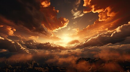 Canvas Print - sunset over the clouds with sun and clouds