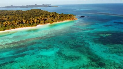 Wall Mural - Tropical island paradise with lush greenery and turquoise waters