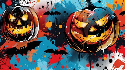 A Halloween background in a pop art style with bold colors and playful elements, perfect for festive designs.