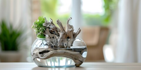 Sticker - Aquascape aquarium driftwood in contemporary home setting. Concept Aquascape, Aquarium, Driftwood, Contemporary Home Setting