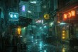 © Elena - Rainy Night In A Neon-Lit Cyberpunk Alleyway