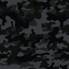 Poster - modern camouflage black gray pattern vector texture, classic dark print