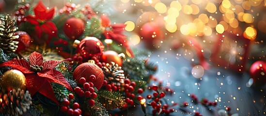Wall Mural - festive holiday season with decorations presents and joyful gatherings depicted in cheerful imagery 