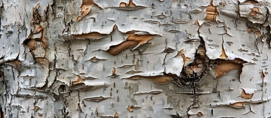 Wall Mural - An aging Birch Tree showcasing the natural peeling of birch bark with a blank area for writing or image insertion. Copy space image. Place for adding text and design