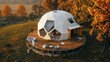 © Mark - A future dome home with green design, innovation, and architecture. The exterior features a spherical test building.